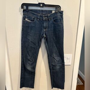 Diesel Liv Women's Slim Straight Ankle Jeans 27x25 Dark Blue Stretch Italy Y2K